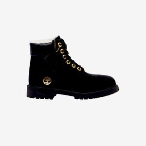 Black and gold Timberland boots